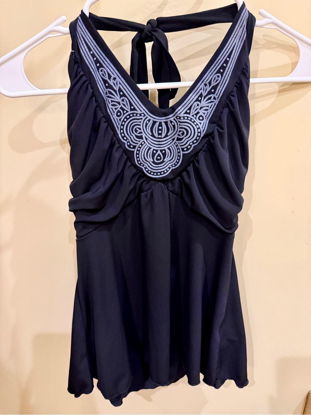 Black Halter top with Embroidery